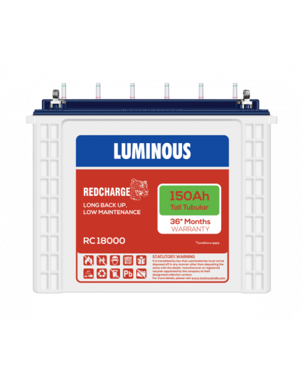 LUMINOUS RED CHARGE 18000 150AH TALL TUBULAR BATTERY